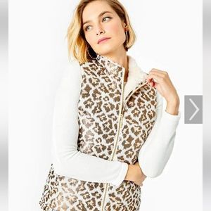 Lilly Pulitzer gold metallic leopard jacquard vest